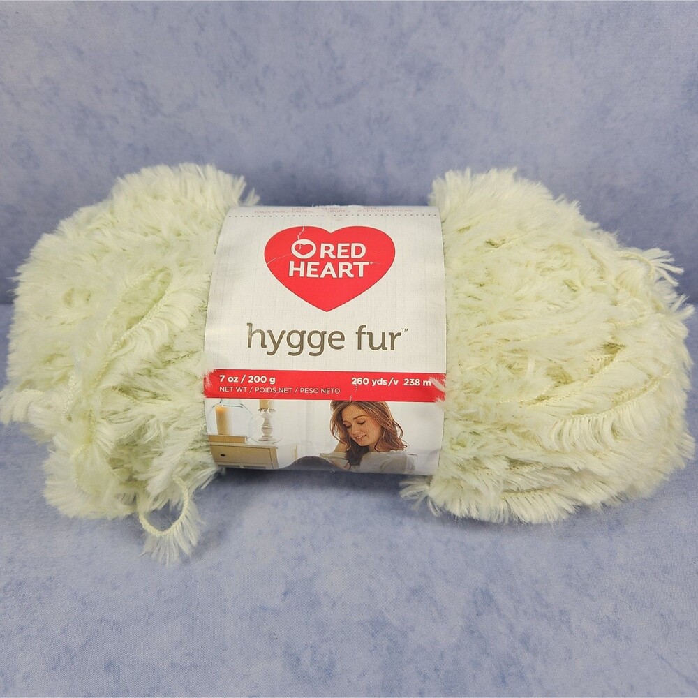 Red Heart - 7 oz Hygge Fur -Bulky 100% Nylon Yarn-Eucalyptus Color- New